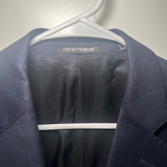 Emporio Armani G Line Super 140's Navy Plaid Blazer US 40 EU 50 Wool - Picture 4 of 14